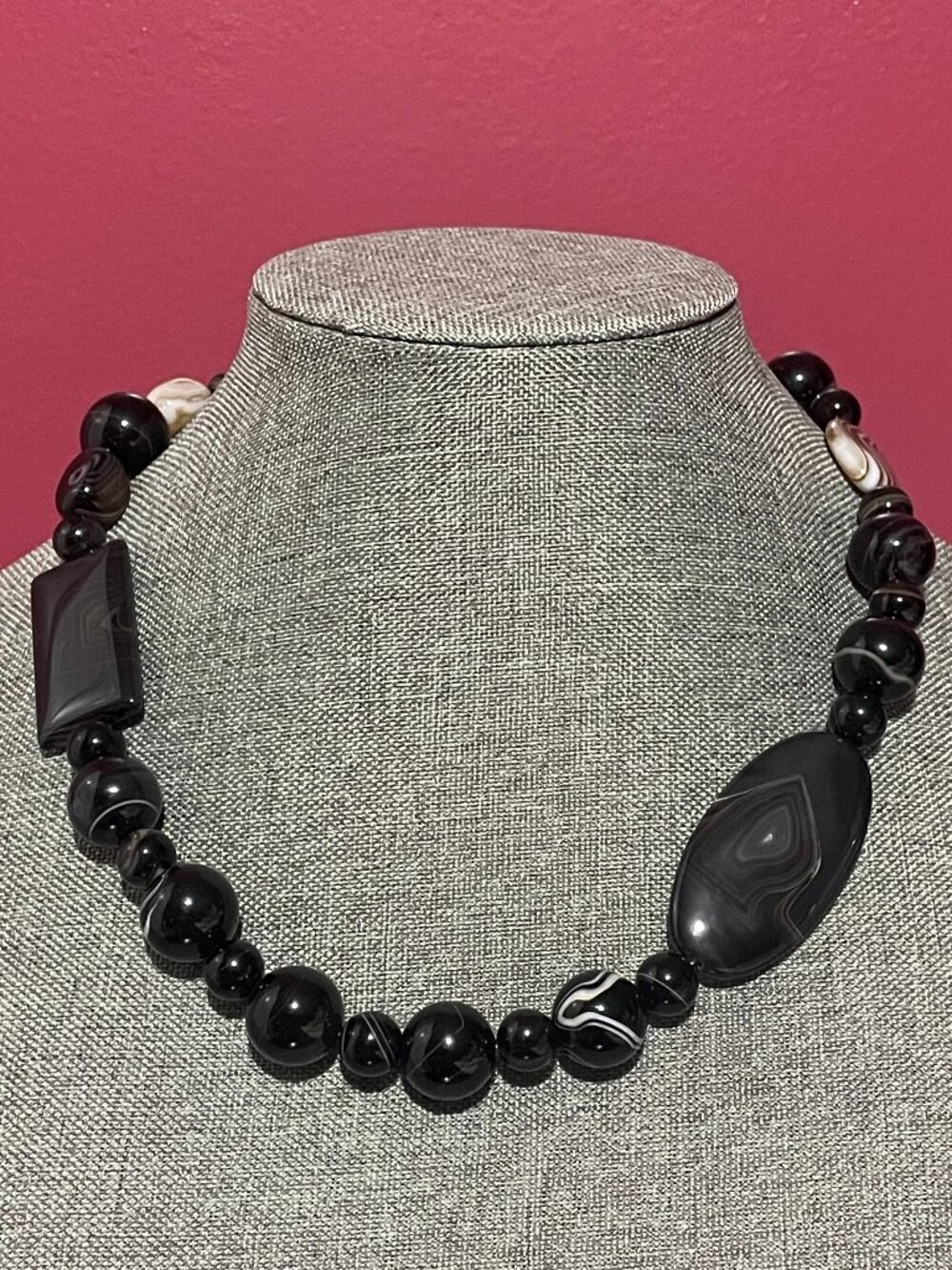 Jay King Black Gray Lace Agate Necklace